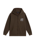 Boys Rippled Full Zip Hoodie in Coal Brown