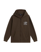 Boys Rippled Full Zip Hoodie in Coal Brown