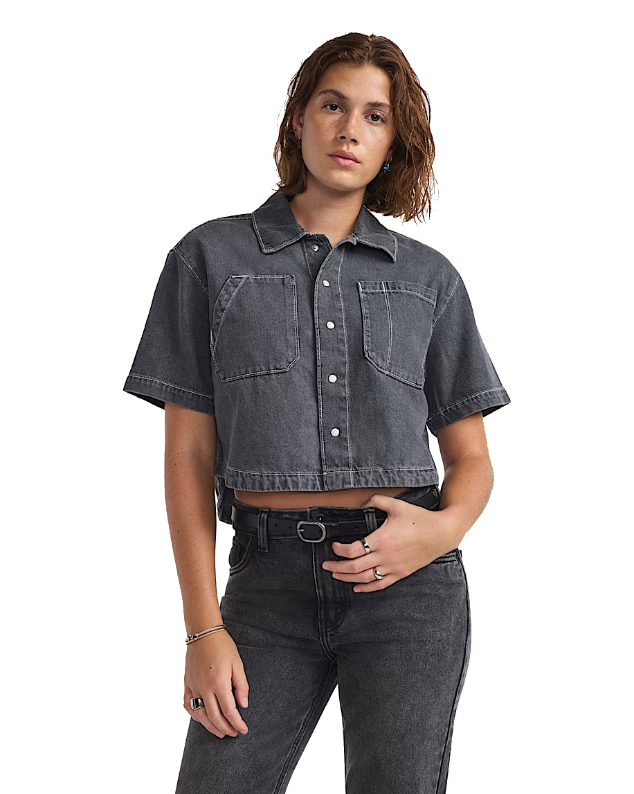 The Vans Womens Natalie Denim Shirt in Grey Wash