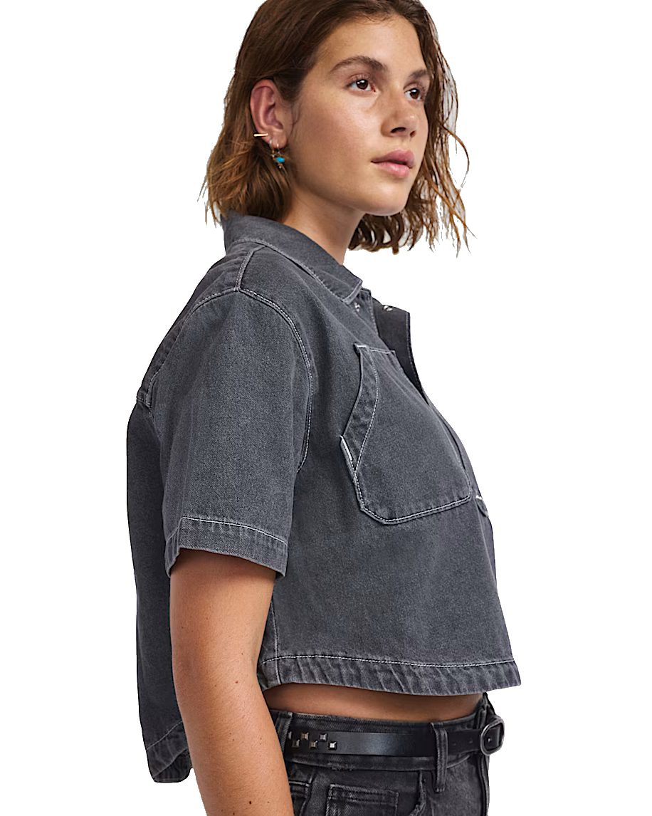 The Vans Womens Natalie Denim Shirt in Grey Wash