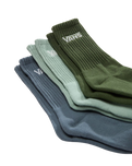 Boys Classic Crew Socks (3 Pack) in Gray Olive