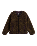 Suffolk Cheetah Check Pile Jacket in Dark Port