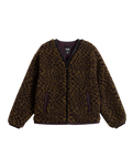 Suffolk Cheetah Check Pile Jacket in Dark Port