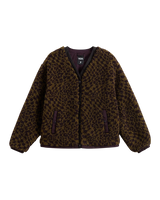 Suffolk Cheetah Check Pile Jacket in Dark Port