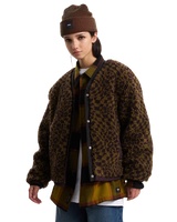 Suffolk Cheetah Check Pile Jacket in Dark Port