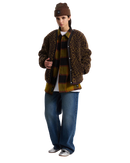 Suffolk Cheetah Check Pile Jacket in Dark Port