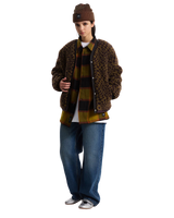 Suffolk Cheetah Check Pile Jacket in Dark Port