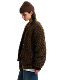 Suffolk Cheetah Check Pile Jacket in Dark Port