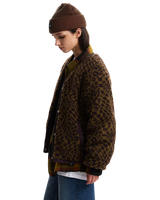 Suffolk Cheetah Check Pile Jacket in Dark Port