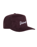 The Vans Womens Classic Script Snapback Cap in Dark Port