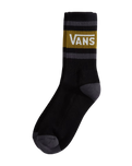 Drop V Crew Socks in Black & Burnt Gold