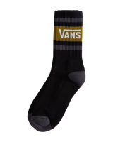 Drop V Crew Socks in Black & Burnt Gold