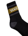Drop V Crew Socks in Black & Burnt Gold