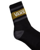 Drop V Crew Socks in Black & Burnt Gold
