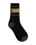Drop V Crew Socks in Black & Burnt Gold