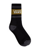 Drop V Crew Socks in Black & Burnt Gold