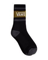 Drop V Crew Socks in Black & Burnt Gold