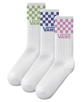 The Vans Womens Classic Check Socks (3 Pack) in Pink Fizz