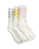 The Vans Womens Classic Check Socks (3 Pack) in Dusty Gold