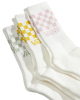 The Vans Womens Classic Check Socks (3 Pack) in Dusty Gold