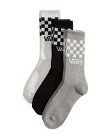 Classic Check Crew Socks (3 Pack) in Black & White