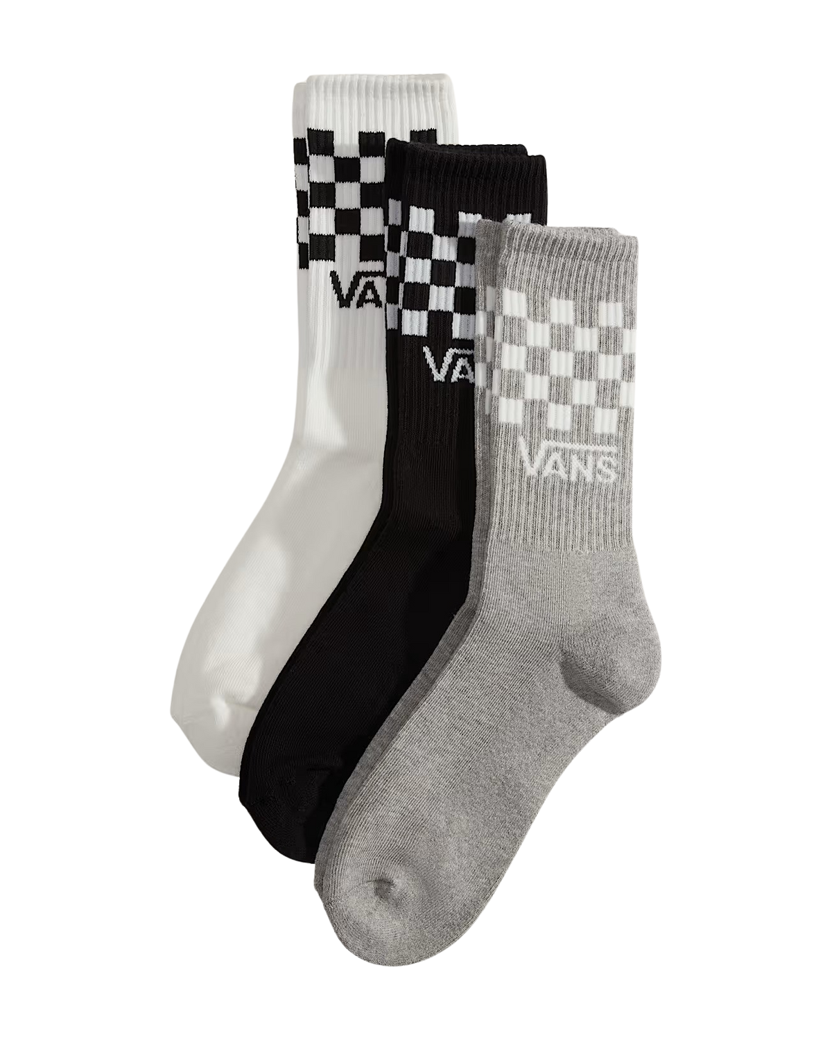 Classic Check Crew Socks (3 Pack) in Black & White