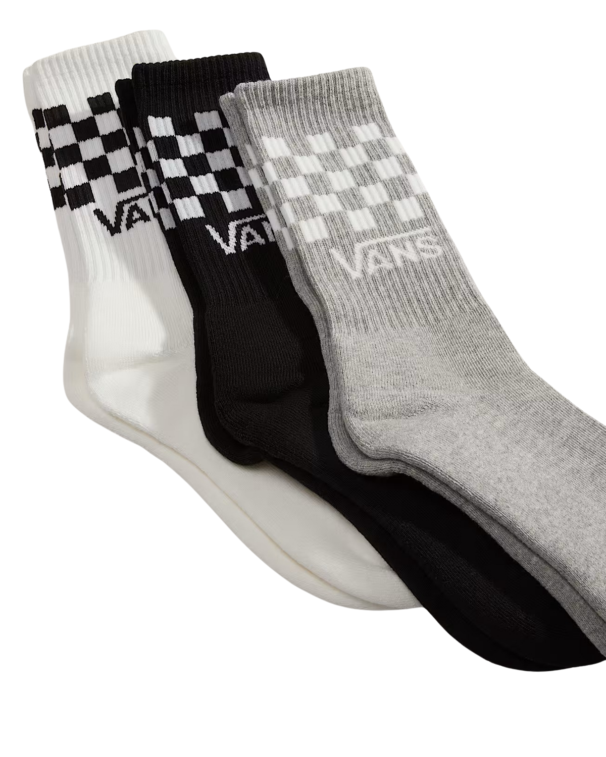 Classic Check Crew Socks (3 Pack) in Black & White