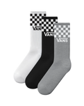 The Vans Mens Classic Check Crew Socks (3 Pack) in Black & White