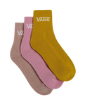 The Vans Womens Classic Half Crew Socks (3 Pack) in Pink Dawn