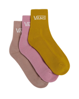 The Vans Womens Classic Half Crew Socks (3 Pack) in Pink Dawn