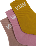 The Vans Womens Classic Half Crew Socks (3 Pack) in Pink Dawn