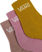 The Vans Womens Classic Half Crew Socks (3 Pack) in Pink Dawn