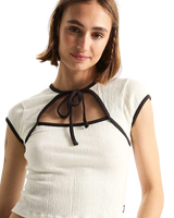 Kari Tie Neck Top in Classic White & Black