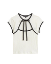 Kari Tie Neck Top in Classic White & Black