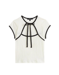 Kari Tie Neck Top in Classic White & Black
