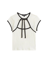 Kari Tie Neck Top in Classic White & Black