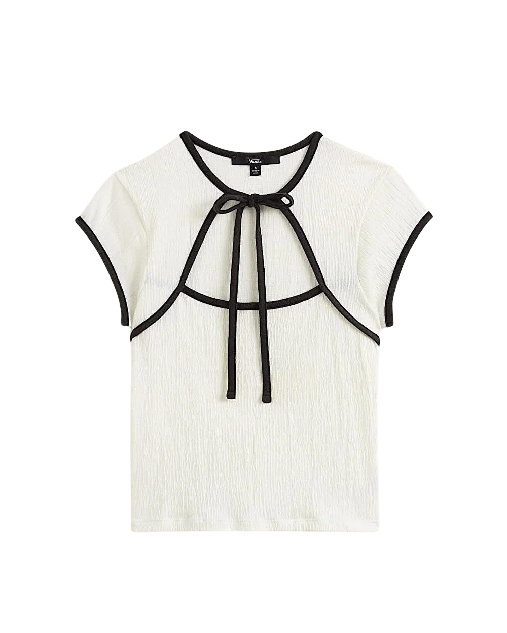 Kari Tie Neck Top in Classic White & Black