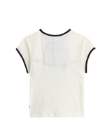 Kari Tie Neck Top in Classic White & Black