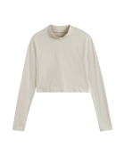 Script Mini Mock Long Sleeve T-Shirt in Oatmeal
