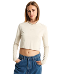 Script Mini Mock Long Sleeve T-Shirt in Oatmeal