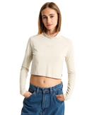 Script Mini Mock Long Sleeve T-Shirt in Oatmeal