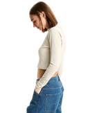 Script Mini Mock Long Sleeve T-Shirt in Oatmeal