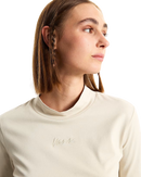 Script Mini Mock Long Sleeve T-Shirt in Oatmeal