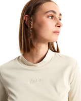 Script Mini Mock Long Sleeve T-Shirt in Oatmeal