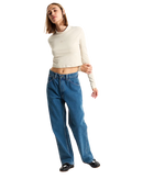 Script Mini Mock Long Sleeve T-Shirt in Oatmeal