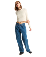 Script Mini Mock Long Sleeve T-Shirt in Oatmeal