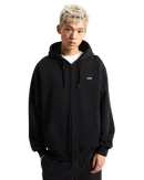 Left Chest Zip Hoodie in Black