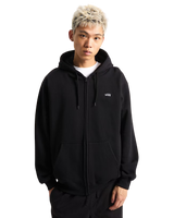 Left Chest Zip Hoodie in Black