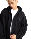 Left Chest Zip Hoodie in Black