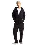 Left Chest Zip Hoodie in Black